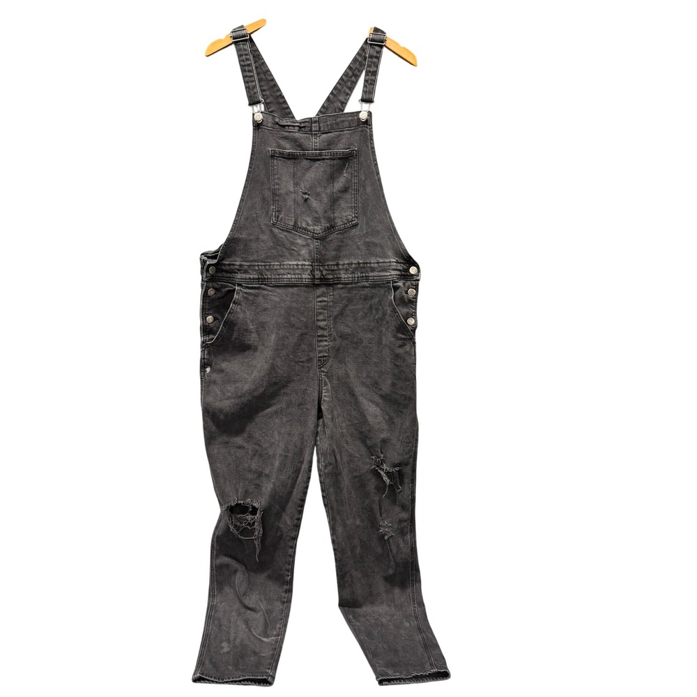 Old Navy OG Overalls Womens 18 Tall Black Jack Distressed WORK/PROJECT CONDITION